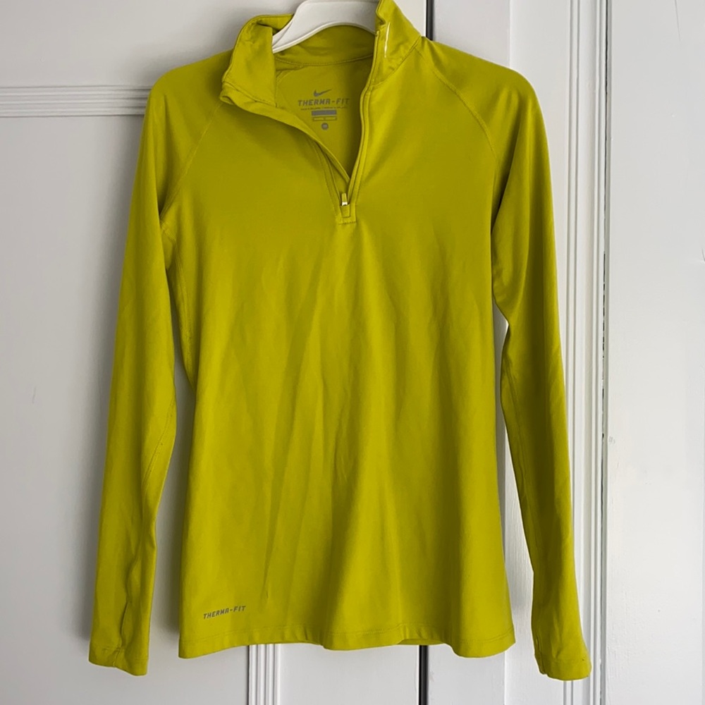 Nike therma fit long sleeve half-zip. Women’s size M, lime green.